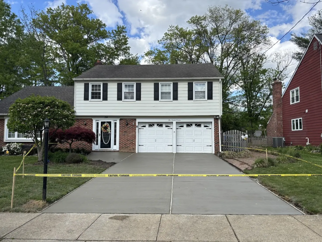 New concrete double driveway and garage approach in Cherry Hill NJ