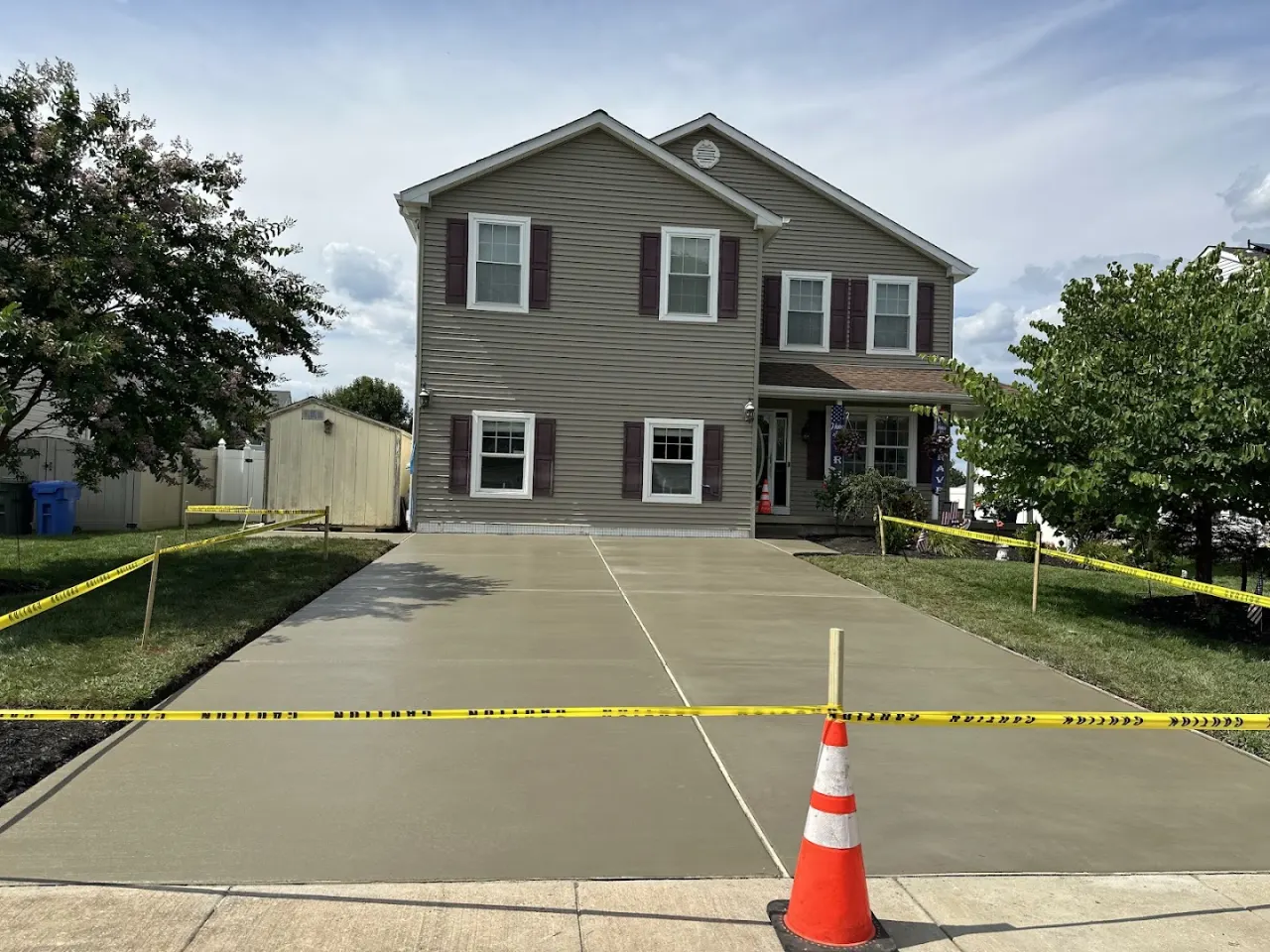 Freshly poured concrete driveway at a Cherry Hill NJ home